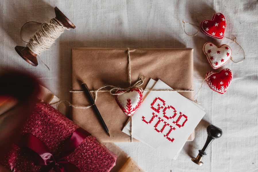 H&aring;ndbroderte hjerter 4 pk