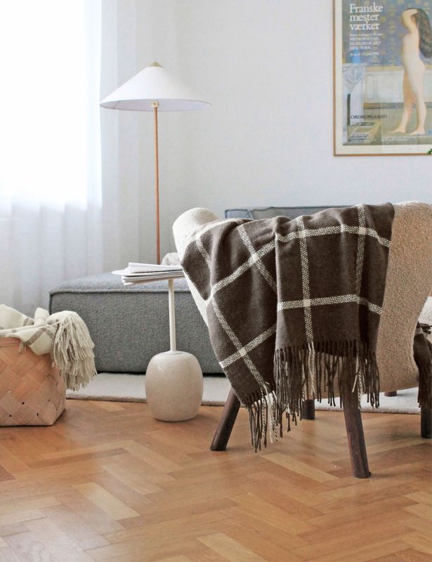 Elvang Tartan Throw pledd i alpakka ull brun
