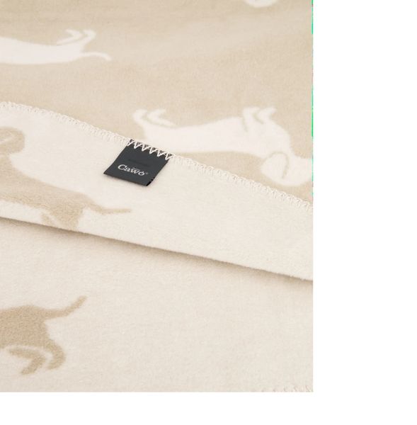 Pledd med hundemotiv, We love dogs pledd fra Caw&oslash;, beige