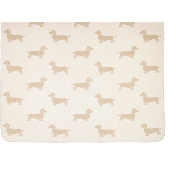 Pledd med hundemotiv, We love dogs pledd fra Caw&oslash;, beige
