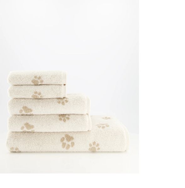 Paws, We love dogs h&aring;ndkle med hundepote m&oslash;nster, beige