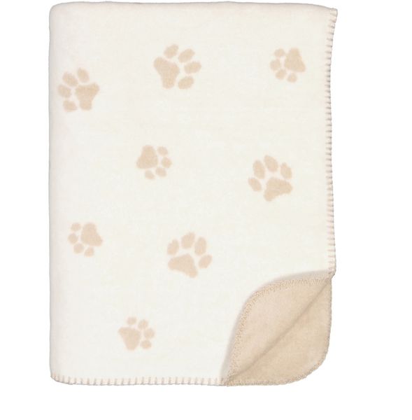 Potetrykk beige. We love dogs pledd, i deilig bomull/ syntet kvalitet