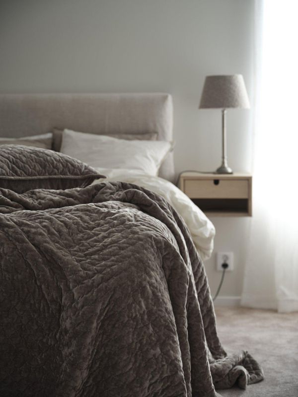 Cia velour sengeteppe brunt 180 x 260 cm